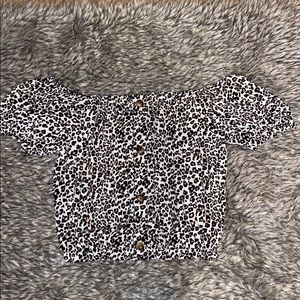 Women’s cheetah print off shoulder crop top